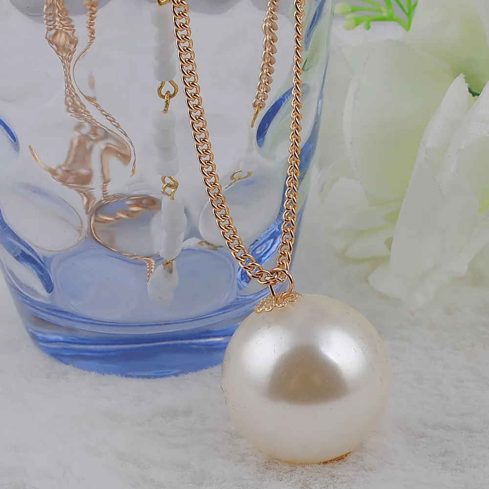 Новинка модное подвесное Трендовое ожерелье 30 мм с имитацией жемчуга длинная