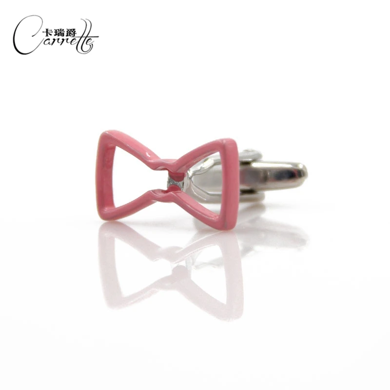 Ценность промо Забавный милый розовый бант простые мужские запонки французские