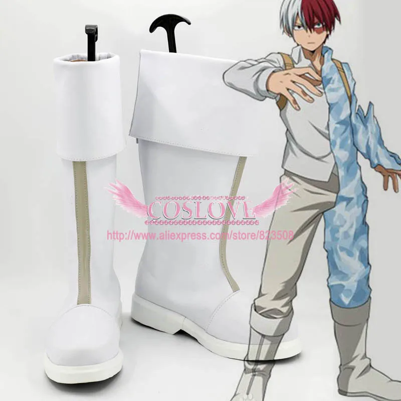 

My Hero Academia Boku no Hero Akademia Shoto Todoroki White Cosplay Shoes Boots CosplayLove