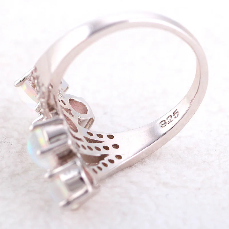 Ayowei драгоценные подарки для матери Белый огненный опал серебряные штампованные