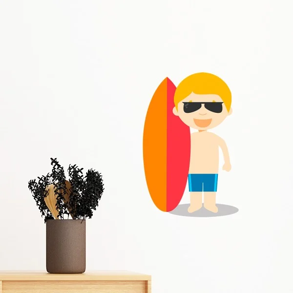 Съемная Настенная Наклейка с голым серфингом и австралийским мультяшным