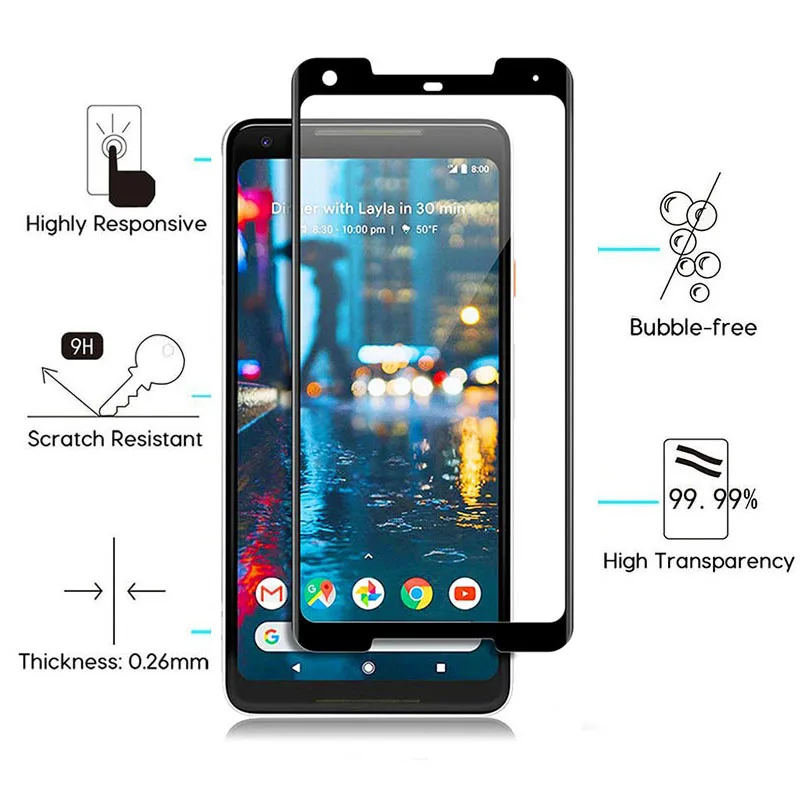 Закаленное стекло Защита экрана для Google Pixel 2 XL 2XL защитная пленка 9 h полное