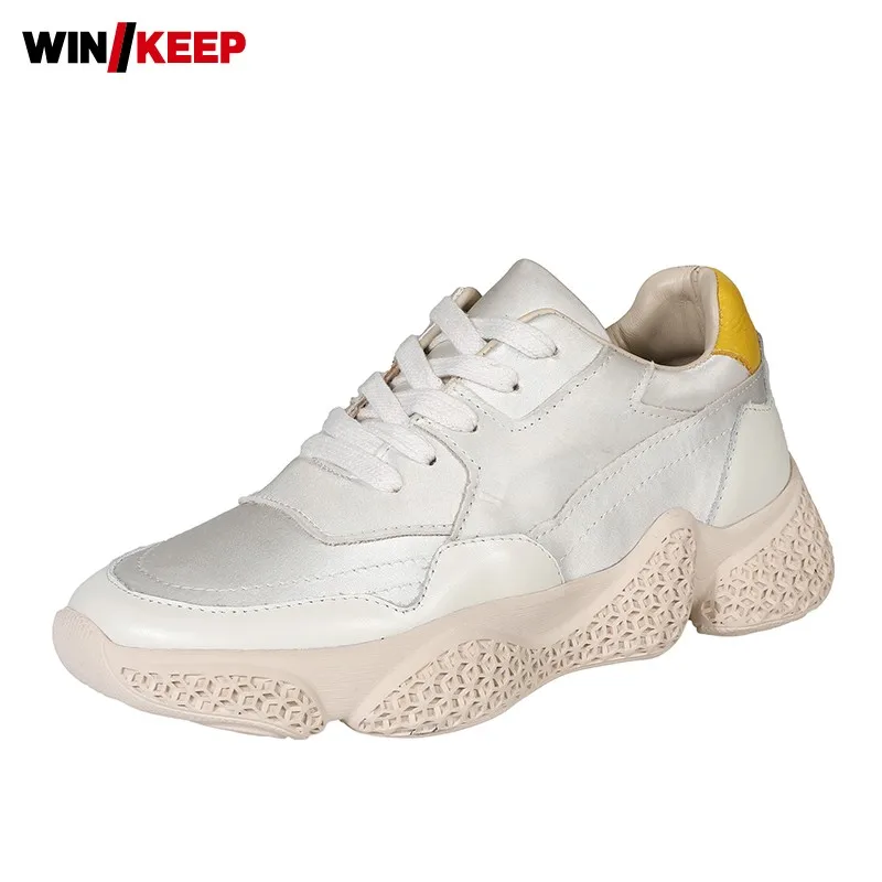 Женские кроссовки из натуральной кожи светильник легкие дышащие на шнуровке