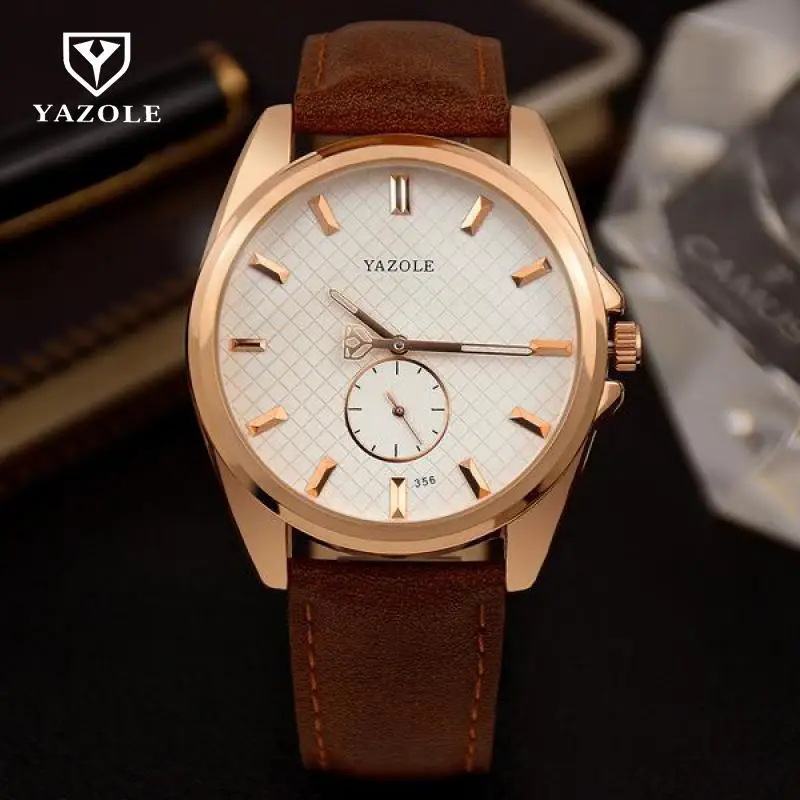Роскошные Кварцевые аналоговые Мужские наручные часы YAZOLE розовое золото