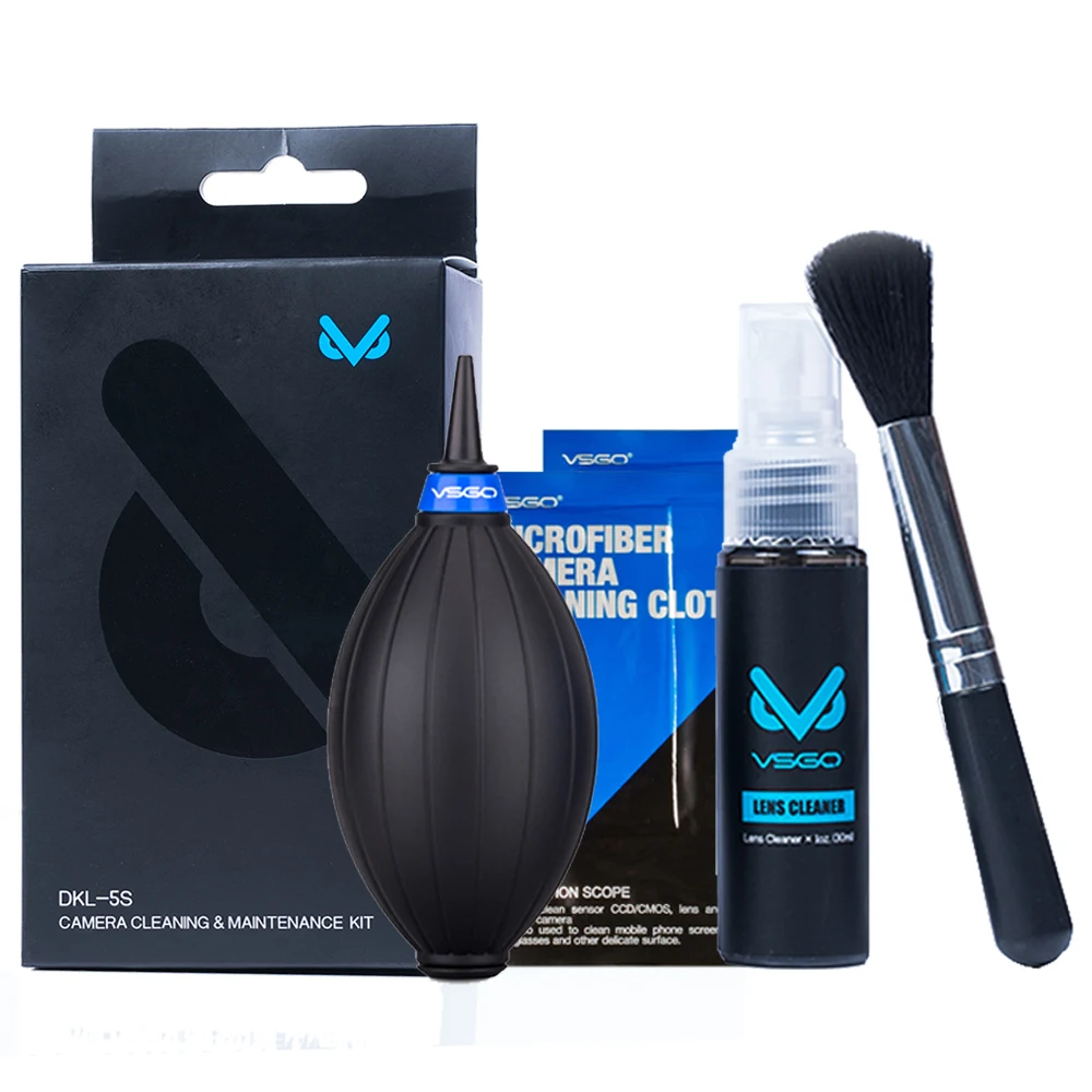 VSGO DKL-5S профессиональный набор для чистки объектива DSLR камеры с 30 мл щеткой для очистки объектива мини воздуходувкой из микрофибры