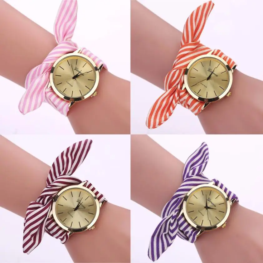 Relojes Mujer 2018 женские наручные часы в полоску с тканевым ремешком кварцевые