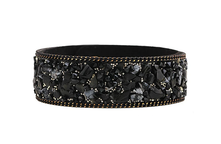 Гравий кожаный браслет-горячие модные аксессуары панк Стразы браслет ручной