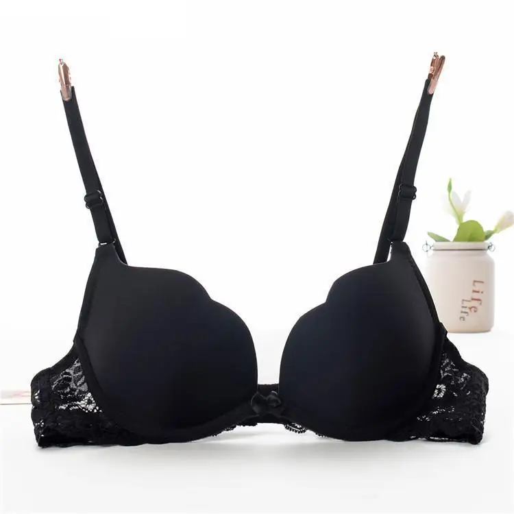 

Black color support small chest push up bra lace side lovely sexy bra fashion women lace bra top gather breast cute women bra AB