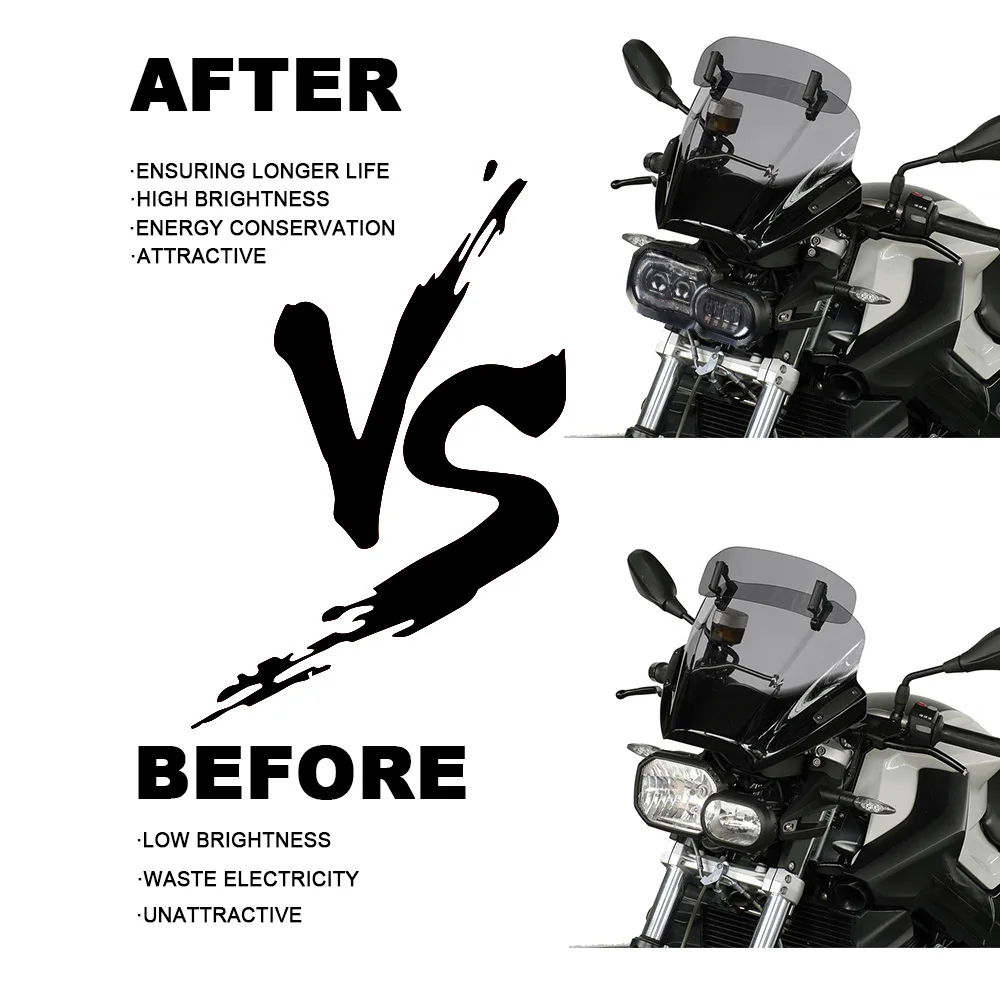 High/Low beam LED Headlight with Angel Eye DRL Assembly Kit and Replacement For BMW F650GS/F700GS/F800GS F800ADV F800R |
