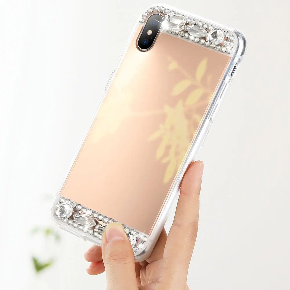 KISSCASE Diamond Mirror Case For iPhone 5 5S SE 6 6S 7 Plus X TPU Fashion Ultra Thin Soft Phone Accessories Cover |