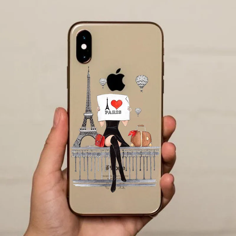 Vogue принцесса девушка мама босс чехол для телефона чехол для apple iPhone 10 X XS MAX XR 5 5S SE 6 6S 7 8 Plus коричневый черный чехол для волос - Цвет: TPU transparent