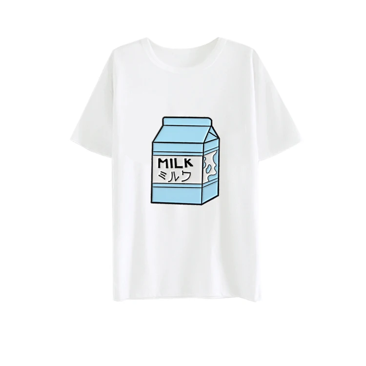 Футболка женская футболка японское молоко harajuku camiseta mujer Футболка белая Повседневная футболка Женская для благородных девушек