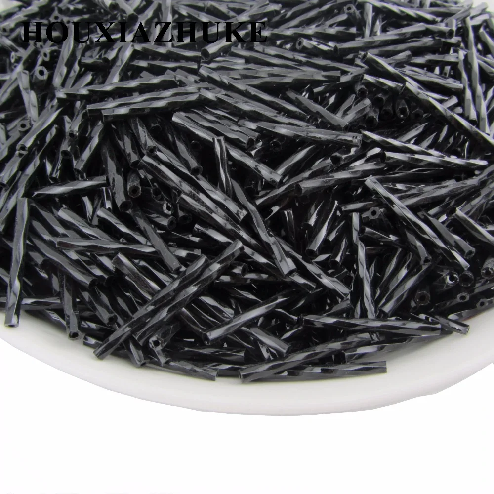 25 mm long gold or silver black color glass twisted bugle seed beads for beaded decorative garment | Дом и сад