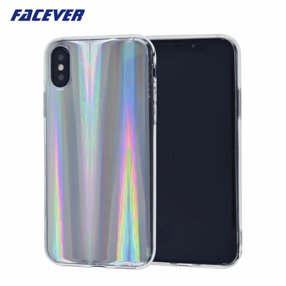 Голографический Радужный чехол для телефона с лазерным лучом Facever iPhone X 10 5 8 дюйма