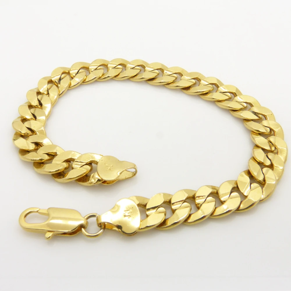 

Curb Bracelet Yellow Gold Filled Flat Bracelet Chain For Men