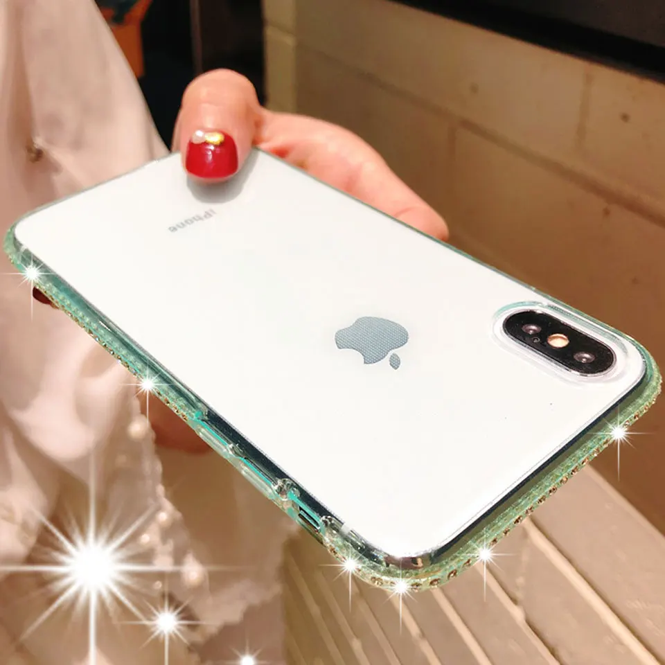 Красивые Для женщин Алмазный Блеск ТПУ чехол для iPhone X SE 5 5S 6 6s 7 8 плюс XR XS MAX случае
