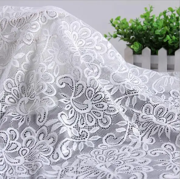 2 ярдов/партия белый цвет цветок сетки ткань Дамская кружево Женская одежда для