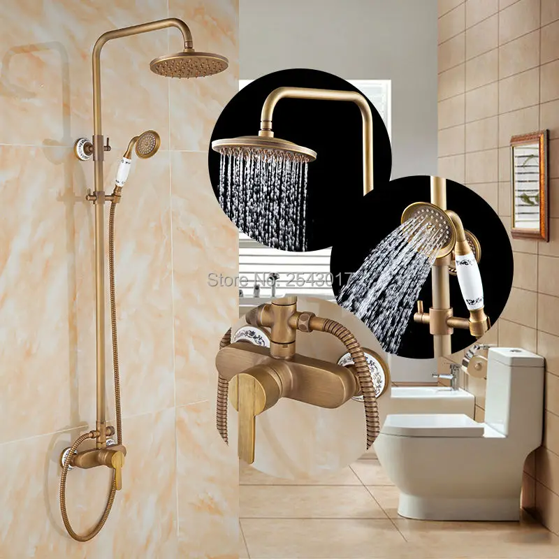 Бесплатная доставка античный набор для душа из сине-белого фарфора дождевой Душ