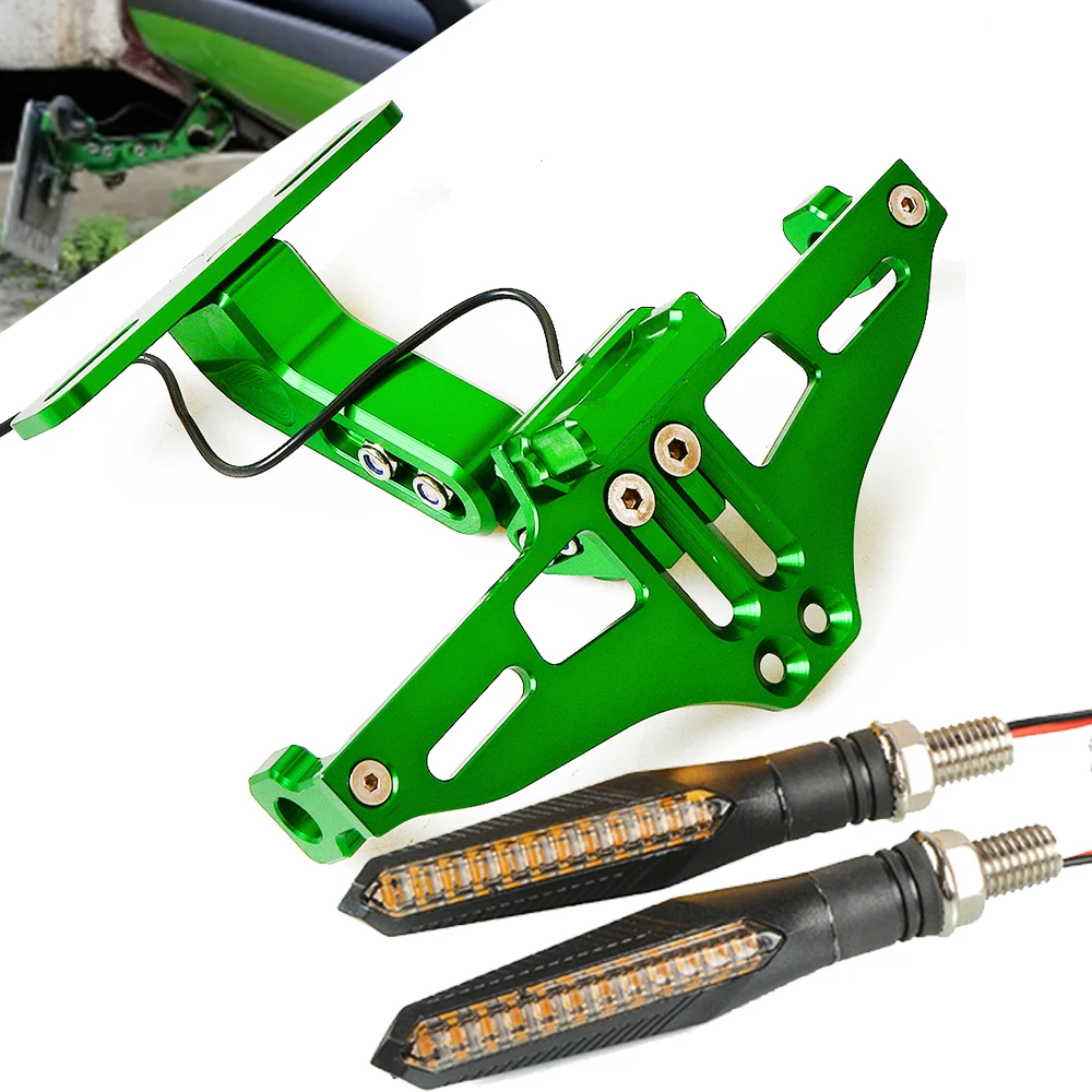 

Motorcycle License Plate Mount Holder Turn Signal Light For Kawasaki Ninja ZX-6R ZX600 ZX6R ZX10R ZX-10R Z750 Z750R NINJA250