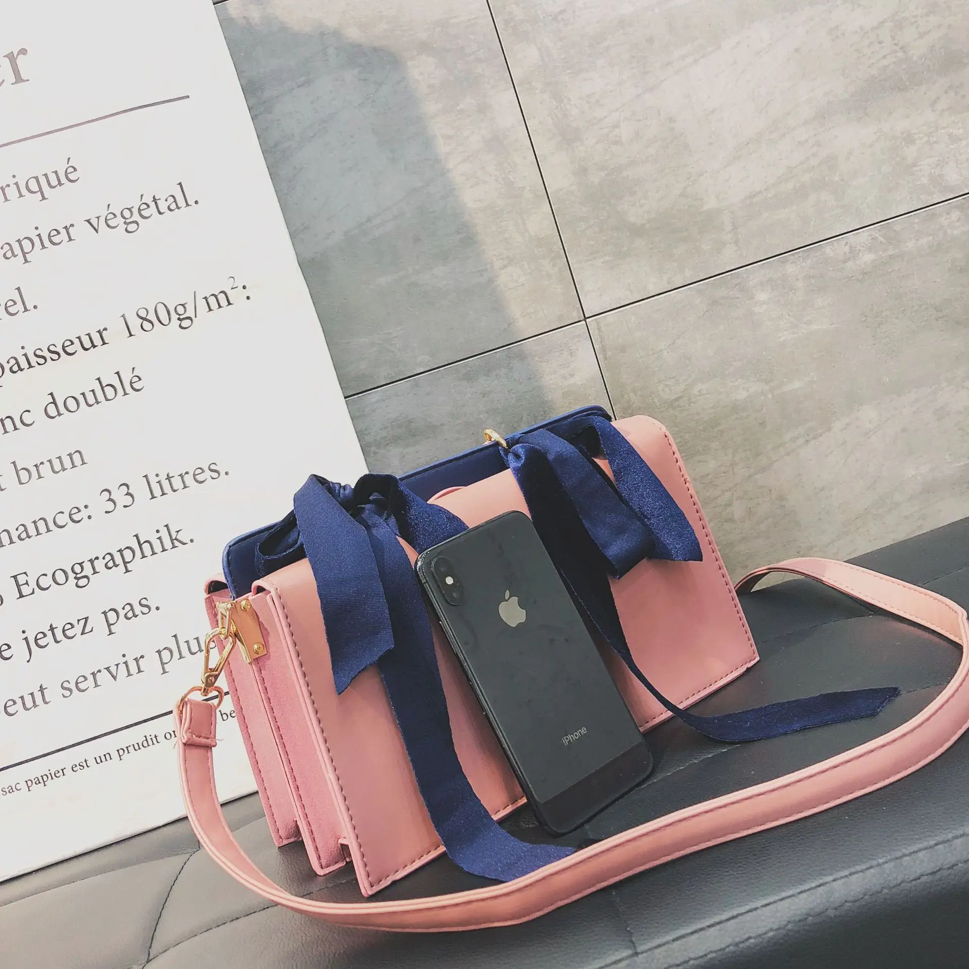 New Fashion Ribbons Ladies For Handbag Pink Crossbody Shoulder Slung Magnetic Buckle Bag Vintage Bow Tiet orebki damskie Bags | Багаж и