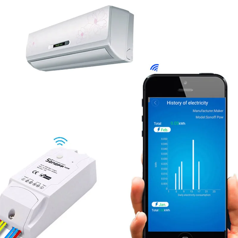 Itead Sonoff Pow измерение энергопотребления Wifi умный выключатель устройство