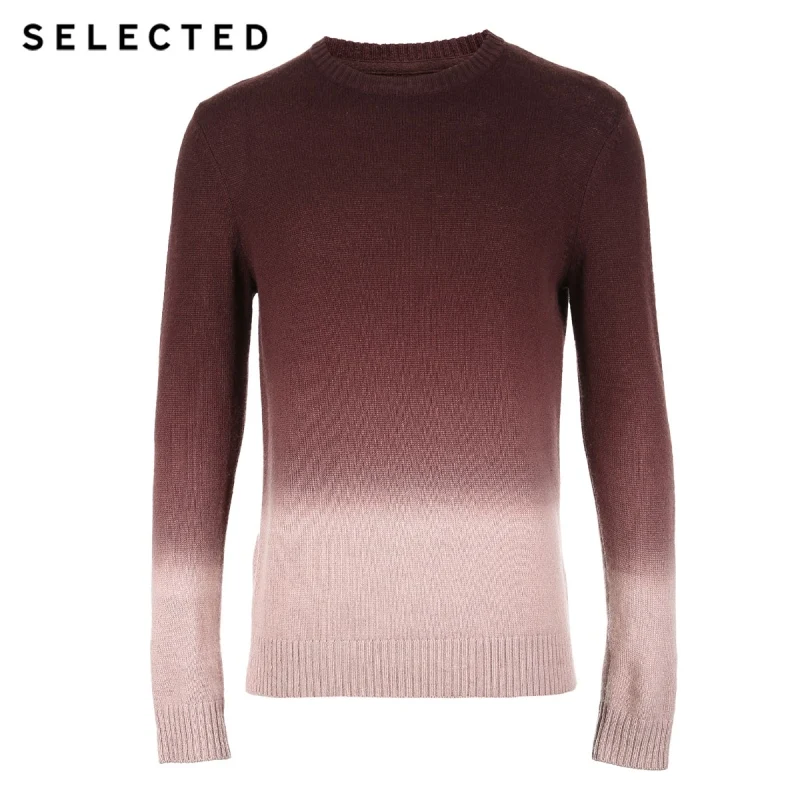 SELECTED Men's Sweater Pure Wool Autumn Knit Gradual Change Business Casual Pullovers S 418425508 Мужская одежда