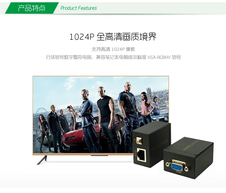 60 м VGA удлинитель 1x1 сплиттер RJ45/cat5e/6 ethernet кабель Ethernet адаптер Усилитель Поддержка монитор проектор HDTV PC VE60