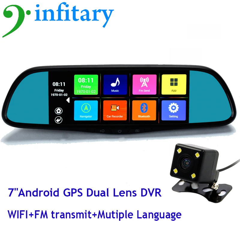 Универсальная база DVR с Двумя Объективами 7 &quotсенсорный Экран Android 4.4