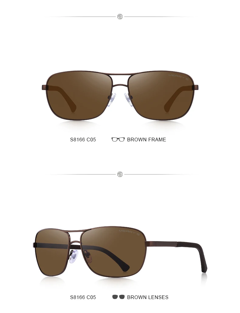 MERRYS DESIGN Men Classic Rectangle Sunglasses HD Polarized Sun glasses For Driving TR90 Legs UV400 Protection S8166
