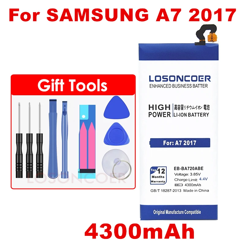 Аккумулятор LOSONCOER 4300 мАч для Samsung Galaxy A7 2017/EB BA720ABE J7 Pro / 2017 SM J730F A720F A720S|battery for samsung|battery
