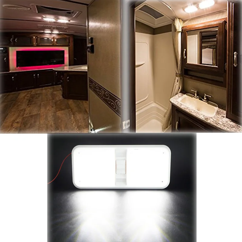 12V RV потолочный купольный светильник RV Внутреннее освещение 48 Led 5050 для лодки Кемпер трейлер Кемпер С выключателем 6000 k-6500 k прозрачный светильник