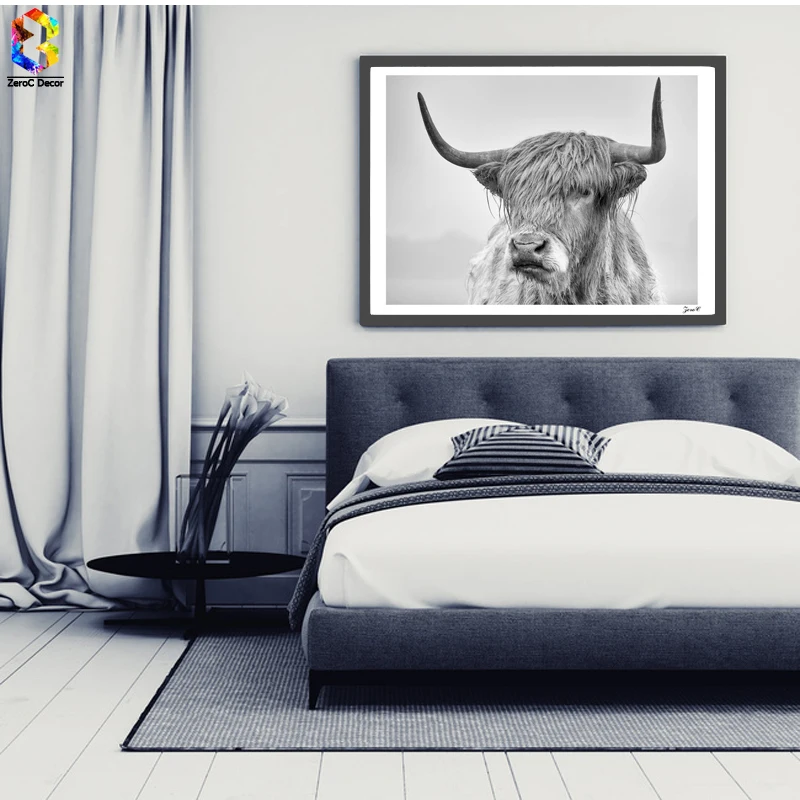 Скандинавский портрет высокогорного плакаты с изображением коровы настенная