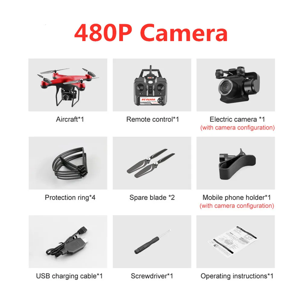 480P Red Дрон 4K S32T вращающаяся камера Квадрокоптер HD аэрофотосъемка давление воздуха парение ключ посадка полета 20 минут RC вертолет - Цвет: 480P Red