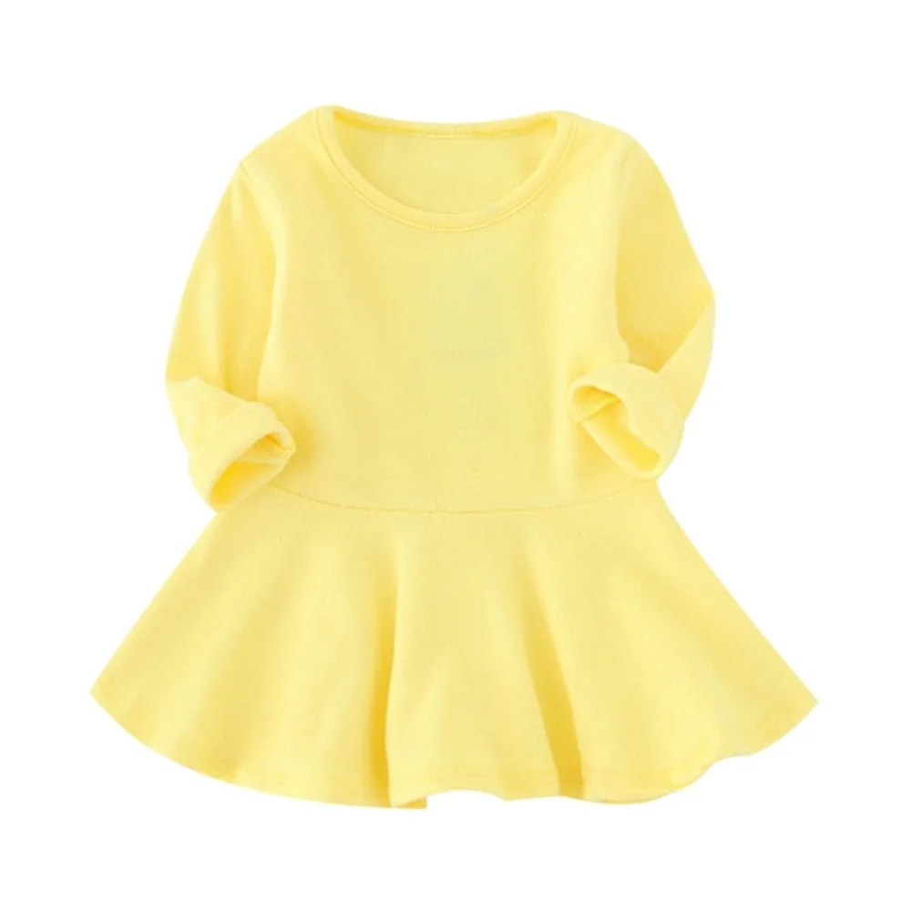 7 Color New 2018 Autumn Kids Solid Cotton Dress Girls Long Sleeve Dresses Girl Baby Vestidos Infant Clothing Children'S Clothes | Детская