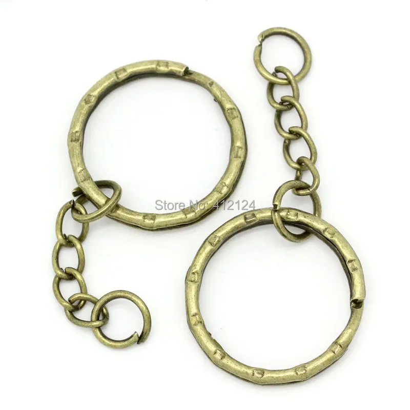 

150Pcs Bronze Tone Round Alloy Key Chains Key Rings Jewelry DIY Findings 5.3cm(2 1/8")