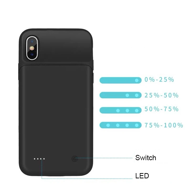 Чехол для аккумулятора power Bank iPhone XS Max XR 4000 mah портативное зарядное устройство на