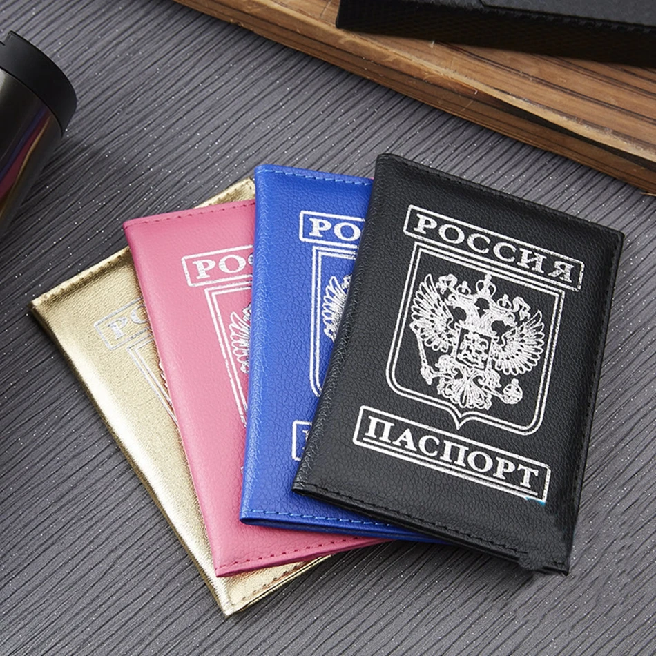 Дорожная Обложка для паспорта для женщин мужчин герб России паспорт кредитный держатель для карт чехол из искусственной кожи визитница паспорт кошелек