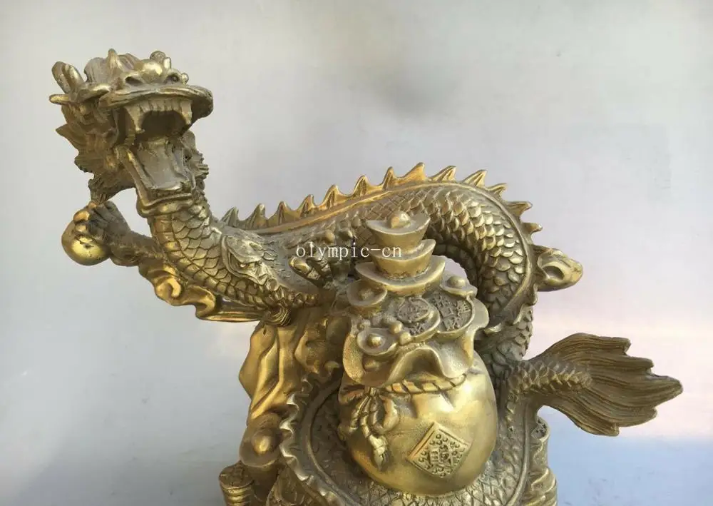 9 ''латунный дом fengshui Декор богатство сокровище благоприятный зверь дракон |