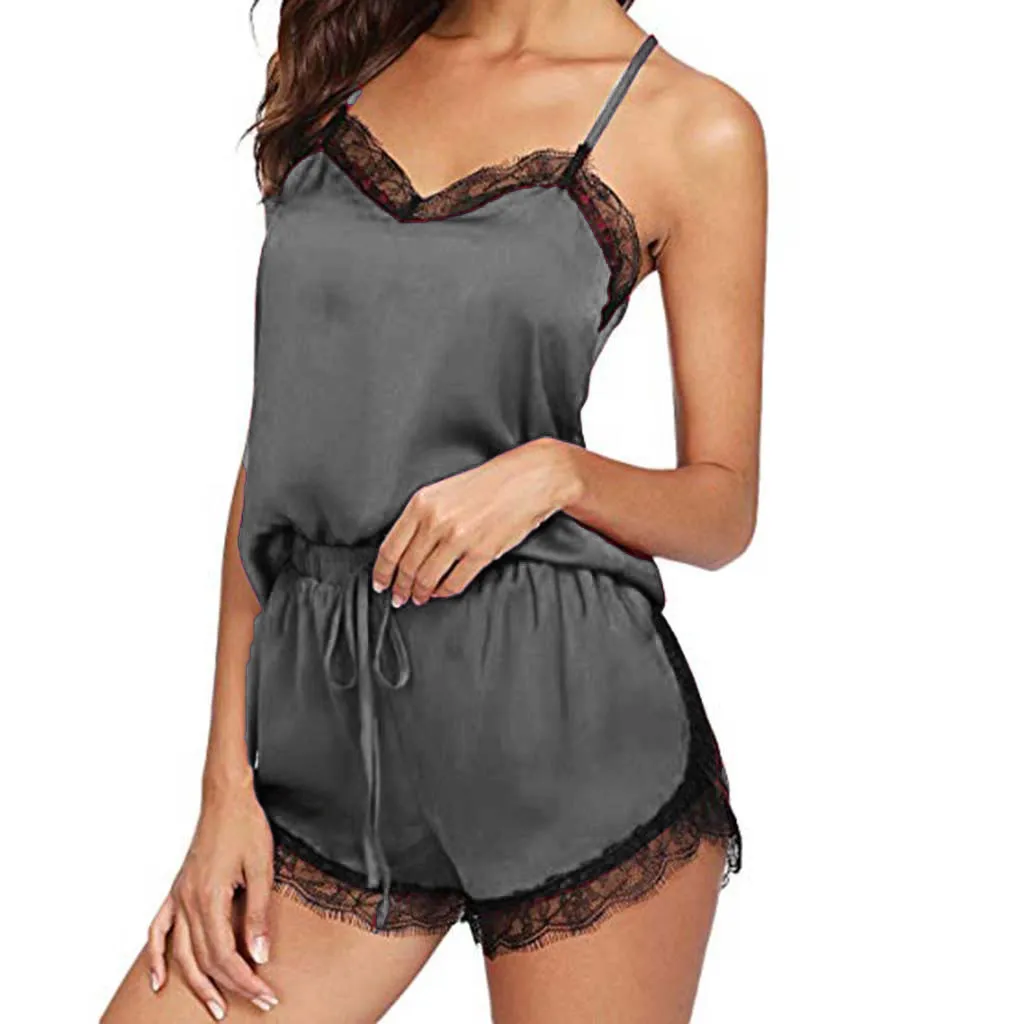 Girl Sleepwear Sleeveless Pajamas Sets Strap Nightwear camisole top short color choice Ensemble de pyjama | Женская одежда