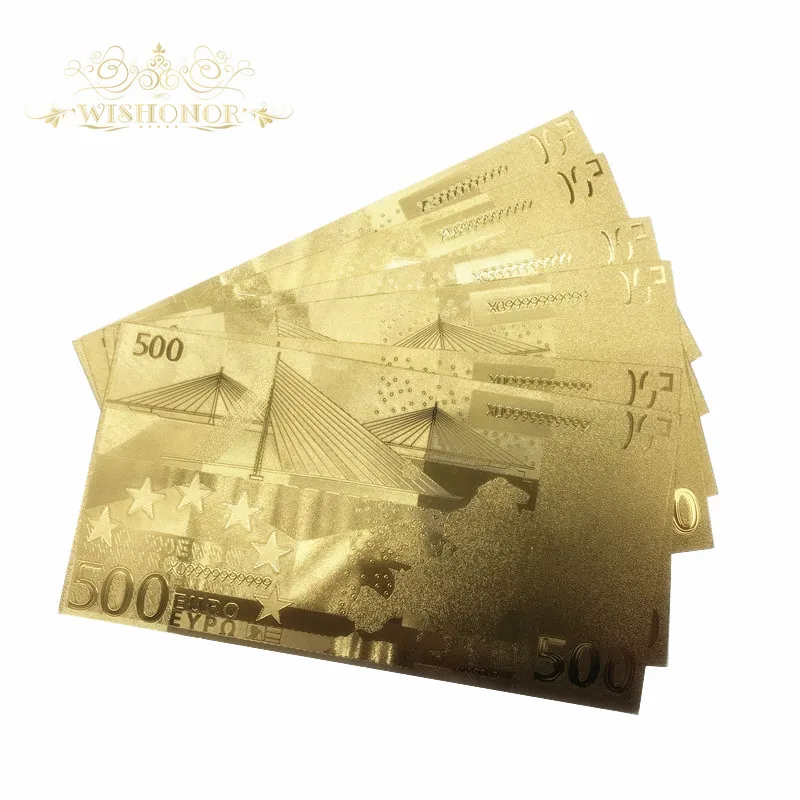 10 шт./лот Ложные европейские банкноты UNC Euro 500 из золотой фольги для дома и бизнеса