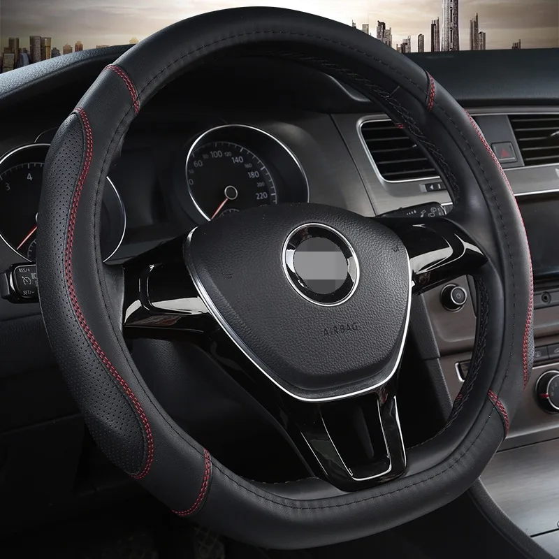 Чехол рулевого колеса автомобиля D форма Bump сшитая кожа для Volkswagen Golf 6 7 Polo Nissan Qashqai