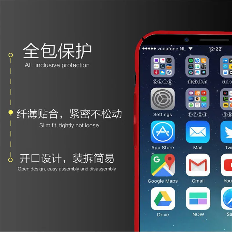 Cooqii для IPhone X задняя крышка Жесткий матовый чехол iPhone Чехол iphonex 360 Полный Пластик