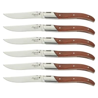 8 25inch laguiole style steak knives wood tableware japanese dinnerware set rose wooden handle dinner knife cutlery 24610pcs