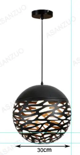 1 head Dia30cm Винтажная Подвесная лампа полые черные железные подвесная кухонная лампа светильники для столовой настольная Подвесная лампа avize домашний осветительный прибор - Цвет корпуса: 1 head Dia30cm