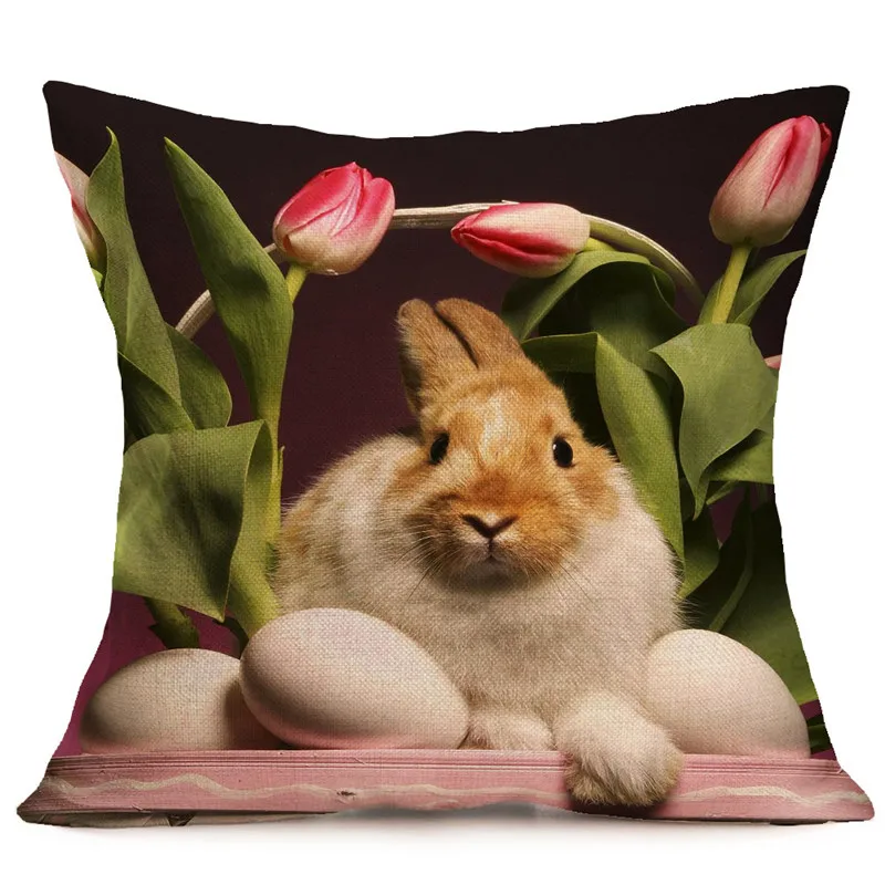 Nordic Cute Easter Bunny eat green grass wholesale wedding gift cushion cover home car office sofa decorative party pillow case | Дом и сад