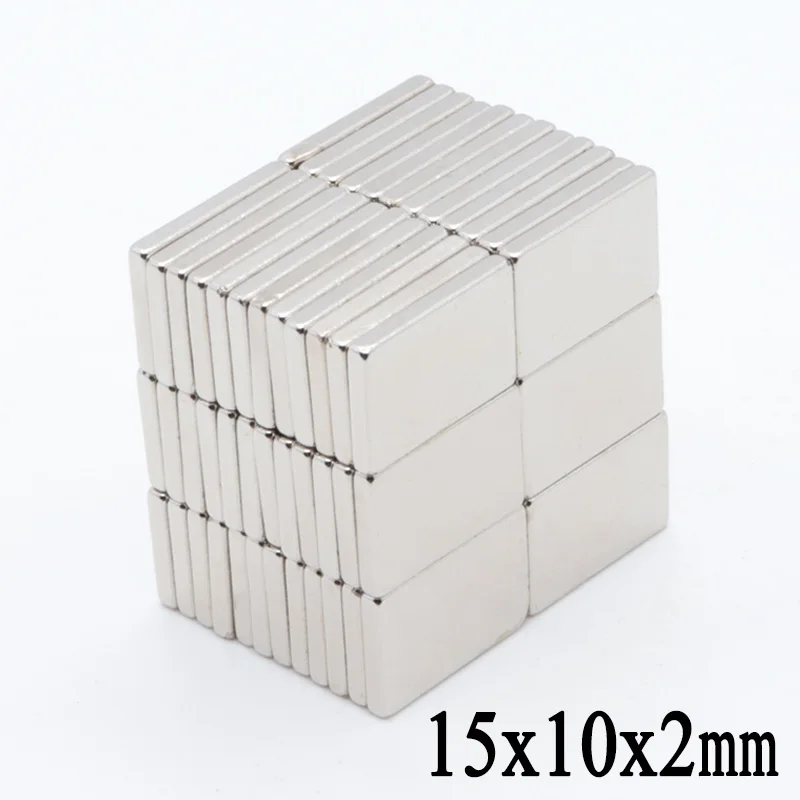 50pcs 15mm x 10mm 2mm N35 Small Super Strong Cuboid Rare Earth Neodymium Magnets 15x10x2 mm | Обустройство дома