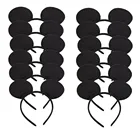 12 шт., черные однотонные повязки на голову с ушами Микки Мауса для дня рождения, вечеринки, детские повязки для волос для мальчиков и девочек