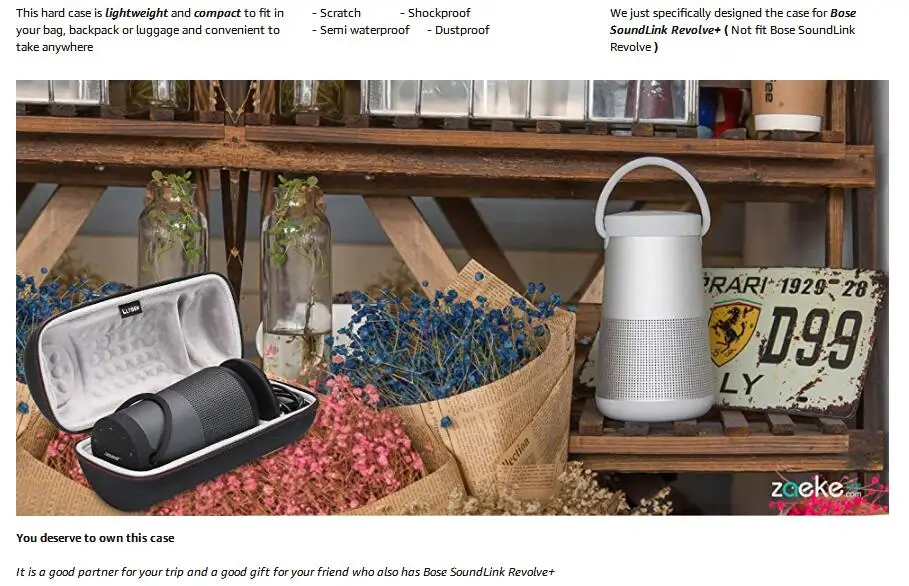 LTGEM дорожный защитный чехол для Bose SoundLink Revolve+ Портативный и долговечный динамик Bluetooth 360(подходит для зарядки колыбели, AC
