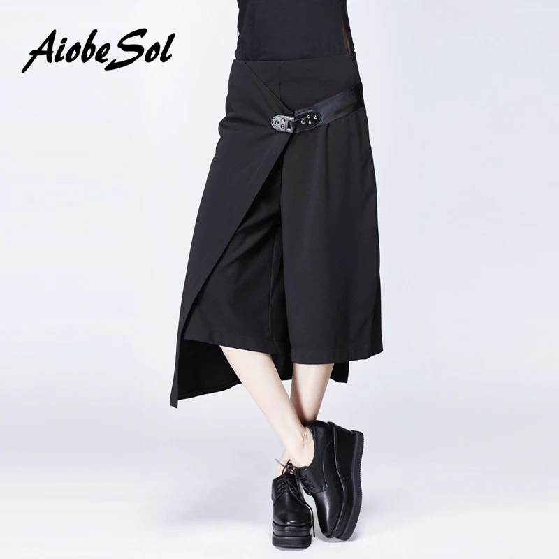2016 летние женские одноцветные широкие брюки модные Асимметричные штаны с