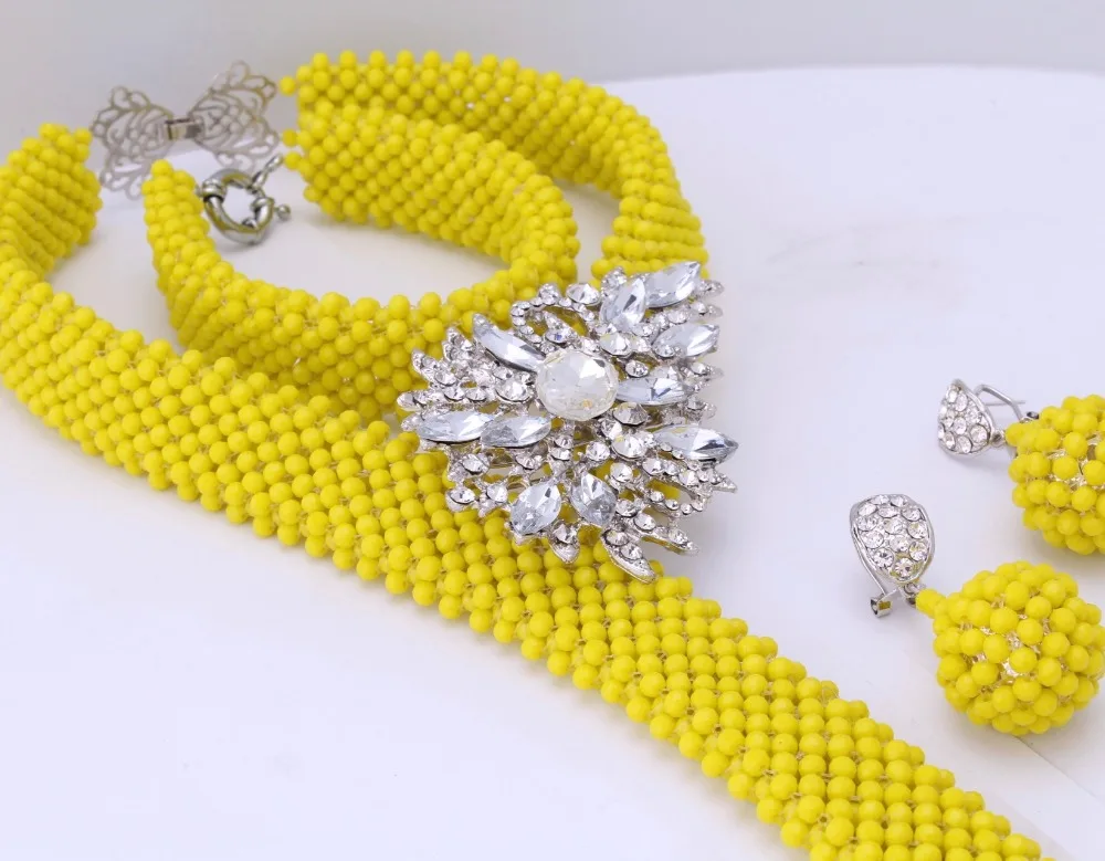 4 UJewelry наборы свадебных ювелирных изделий для невесты желтый и синий колье костюм